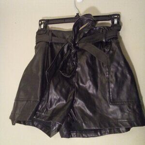 Windsor Shorts Women S Faux Leather Belt Pockets Elastic Black